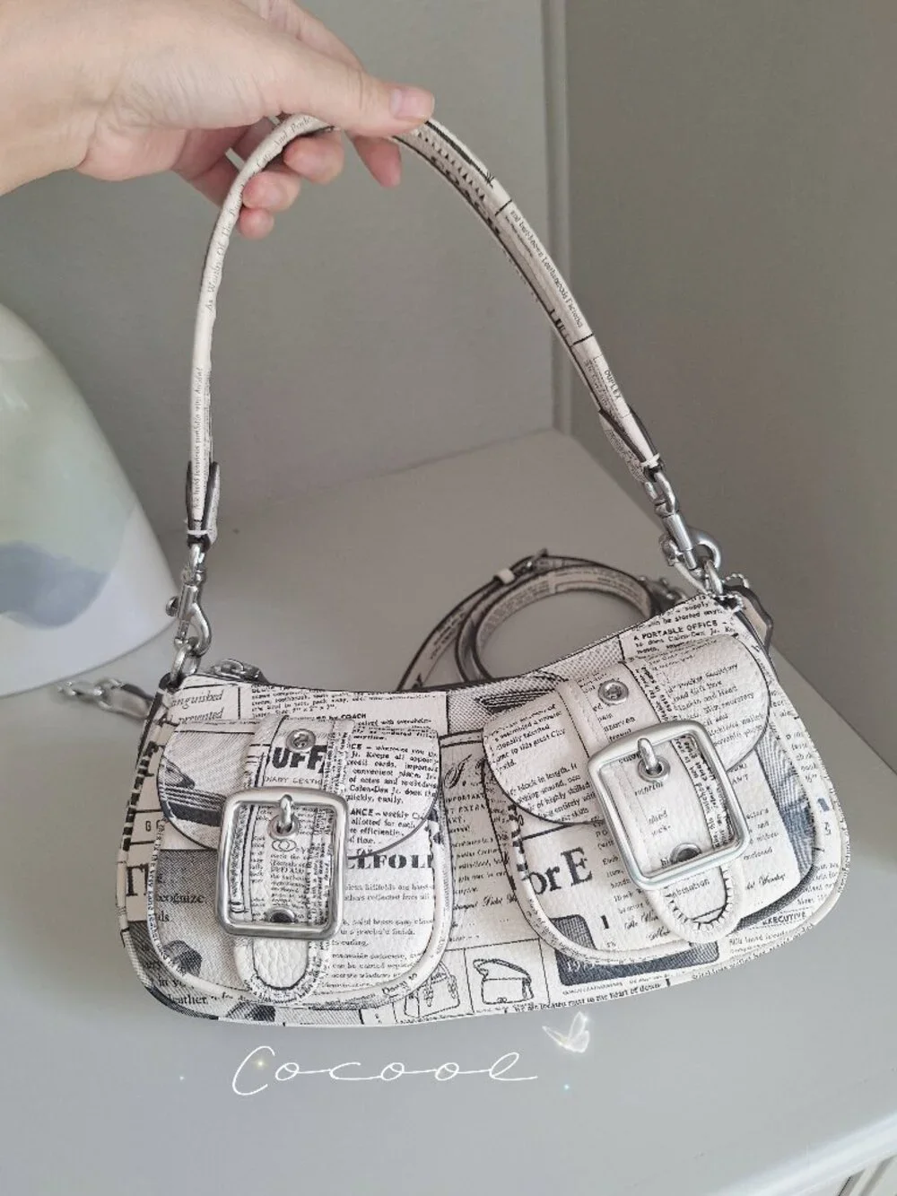 NWT Coach Ashton Shoulder Bag With Newspaper Print CDC12